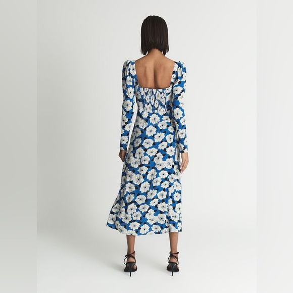 NEW $265 Reiss Square Neck Floral Midi Dress - Picture 2 of 11